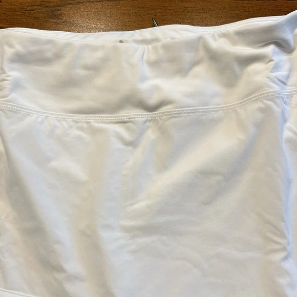 FlirTee Asymmetrical Pleated Golf Skirt White/Envy Green Stripes - Picture 3 of 16